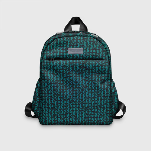 Детский рюкзак 3D с принтом Паттерн мозаика зелёный, вид спереди #2