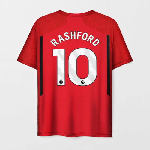 Мужская футболка с принтом Маркус Рашфорд Манчестер Юнайтед форма 23-24 домашняя, вид сзади №1