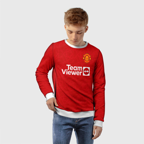 Детский свитшот 3D Антони Манчестер Юнайтед форма 23-24 домашняя, цвет 3D печать - фото 3