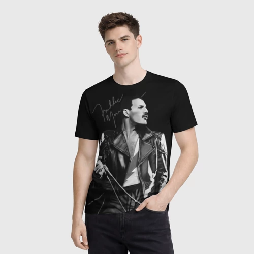 Мужская футболка 3D с принтом Фредди - Квин, фото на моделе #1