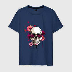 Мужская футболка хлопок Цветы и череп