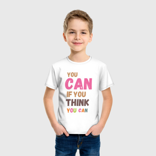 Детская футболка хлопок You can if you think you can, цвет белый - фото 3