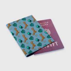 Обложка для паспорта матовая кожа Сизый Паттерн с Кими и Мухой - фото 2