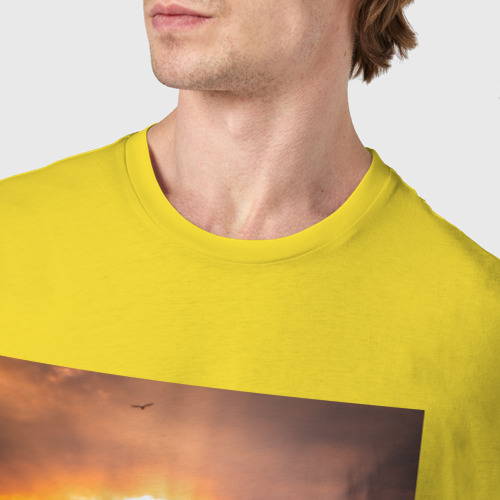 Мужская футболка хлопок с принтом Авто в багровом закате, фото #4