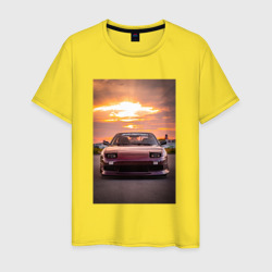 Мужская футболка хлопок Авто в багровом закате