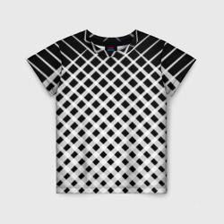 Детская футболка 3D Черно-белые ромбы и клетки