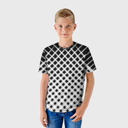 Детская футболка 3D Черно-белые ромбы и клетки - фото 2