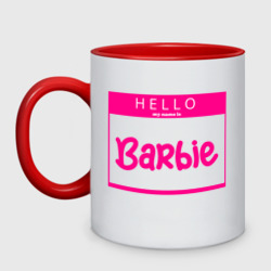 Кружка двухцветная Hello my name is Barbie