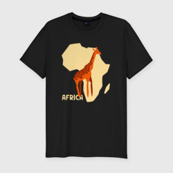 Мужская футболка хлопок Slim Жираф из Африки