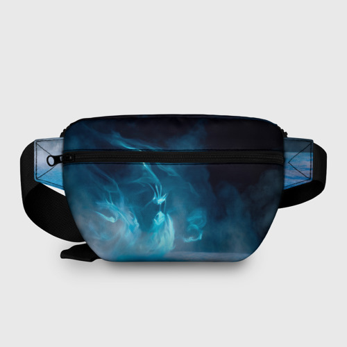 Поясная сумка 3D с принтом Зимний ледяной дракон, вид сзади #1