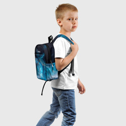 Рюкзак с принтом Зимний ледяной дракон для ребенка, вид сзади №1. Цвет основы: белый