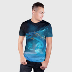 Мужская футболка 3D Slim Зимний ледяной дракон - фото 2