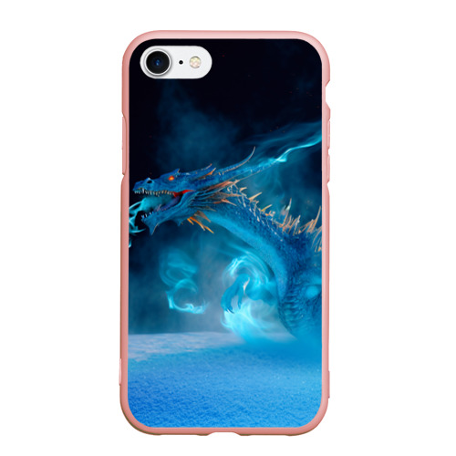 Чехол для iPhone 7/8 матовый с принтом Зимний ледяной дракон, вид спереди #2