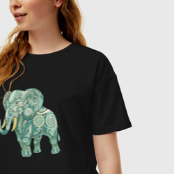 Женская футболка хлопок Oversize Magic elephant - фото 2