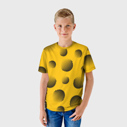 Детская футболка 3D Объемные черные шары на оранжевом поле - фото 2