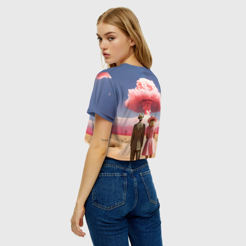 Женская футболка Crop-top 3D Barbenheimer Pink boom, цвет 3D печать - фото 5