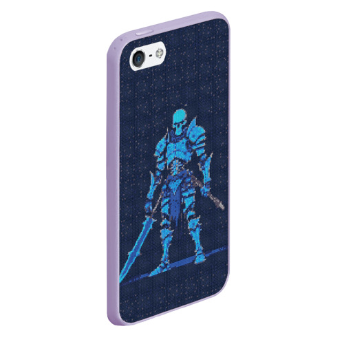 Чехол для iPhone 5/5S матовый Pixel Skeleton warrior, цвет светло-сиреневый - фото 3