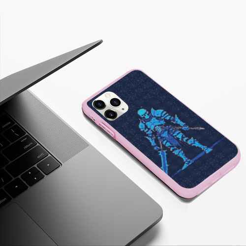 Чехол для iPhone 11 Pro Max матовый Pixel Skeleton warrior, цвет розовый - фото 5