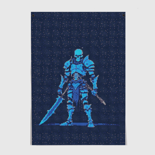 Постер Pixel Skeleton warrior