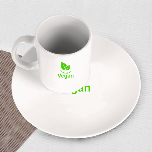 Набор: тарелка + кружка Vegan leaves - фото 3