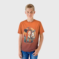 Детская футболка 3D Рыжая ведьма с осликом - фото 2