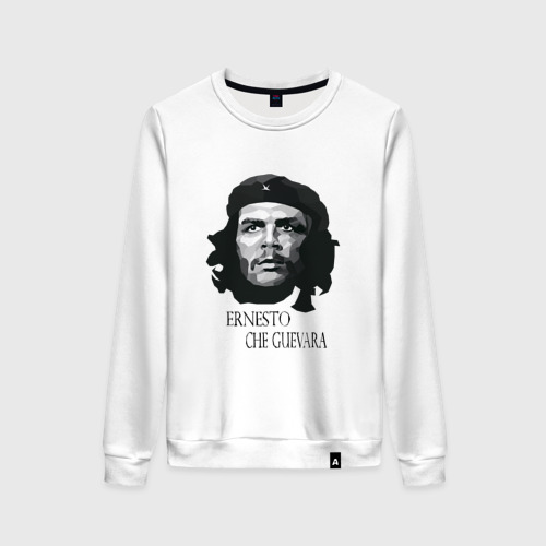 Женский свитшот хлопок с принтом Че Гевара черно белое, вид спереди #2