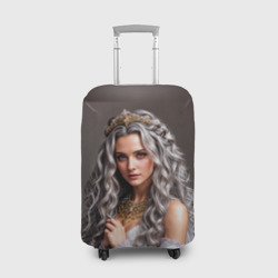 Чехол для чемодана 3D Девушка с пепельно-серыми вьющимися волосами