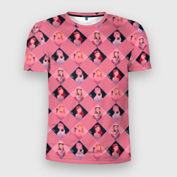 Мужская футболка 3D Slim Розовая клеточка black Pink