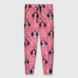 Женские брюки 3D Розовая клеточка black Pink