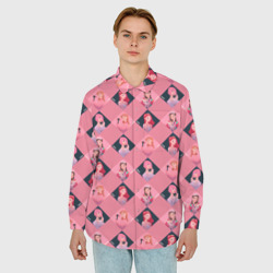 Мужская рубашка oversize 3D Розовая клеточка black Pink - фото 2