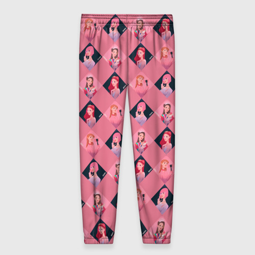 Женские брюки 3D Розовая клеточка black Pink, цвет 3D печать - фото 2