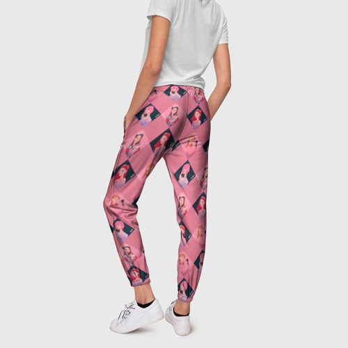 Женские брюки 3D Розовая клеточка black Pink, цвет 3D печать - фото 4
