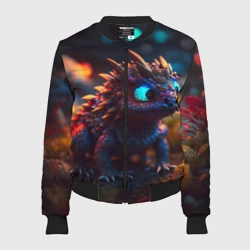 Женский бомбер 3D Дракончик и осень