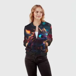 Женский бомбер 3D Дракончик и осень - фото 2