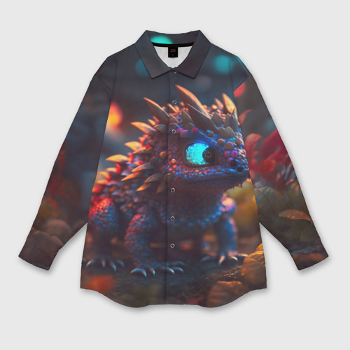 Мужская рубашка oversize 3D с принтом Дракончик и осень, вид спереди #2