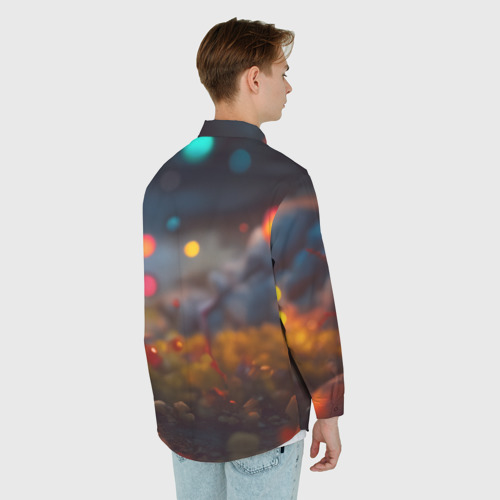 Мужская рубашка oversize 3D с принтом Дракончик и осень, вид сзади #2