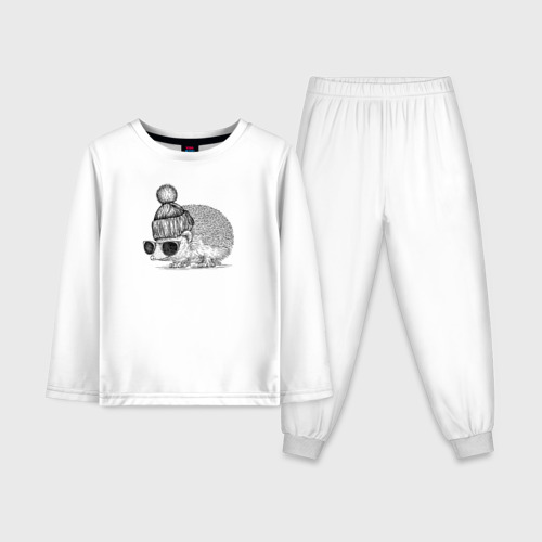 Детская пижама с лонгсливом хлопок с принтом Ежик на стиле, вид спереди #2