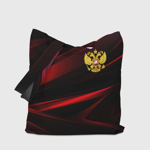 Шоппер 3D с принтом Золотистый герб  России, вид сбоку #3