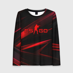 Женский лонгслив 3D CSGO  red  black logo