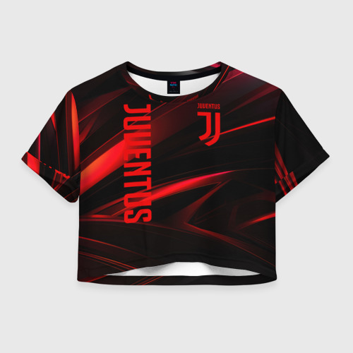 Женская футболка Crop-top 3D Juventus black red logo, цвет 3D печать