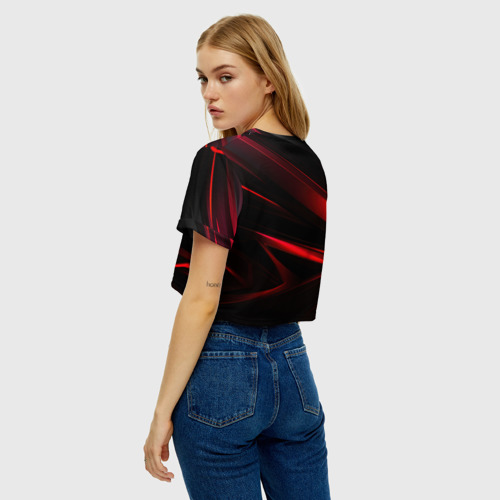 Женская футболка Crop-top 3D Juventus black red logo, цвет 3D печать - фото 5