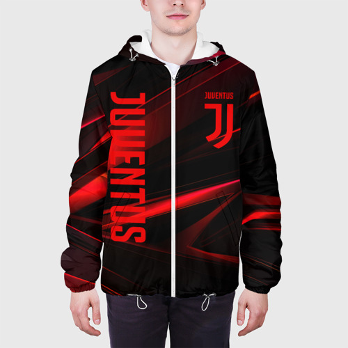 Мужская куртка 3D Juventus black red logo, цвет 3D печать - фото 4