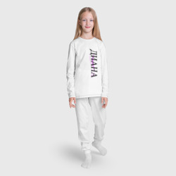 Пижама с принтом Имя Диана для ребенка, вид на модели спереди №3. Цвет основы: белый