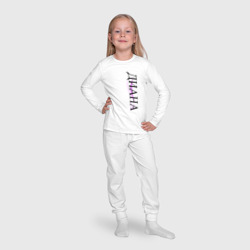 Пижама с принтом Имя Диана для ребенка, вид на модели спереди №4. Цвет основы: белый