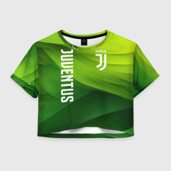 Женская футболка Crop-top 3D Ювентус лого на зеленом фоне