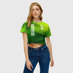 Женская футболка Crop-top 3D Ювентус лого на зеленом фоне - фото 2