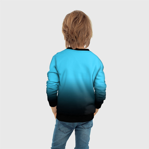 Детский свитшот 3D Градиент чёрно-голубой, цвет 3D печать - фото 6