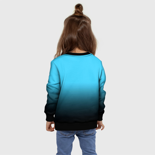 Детский свитшот 3D Градиент чёрно-голубой, цвет 3D печать - фото 8