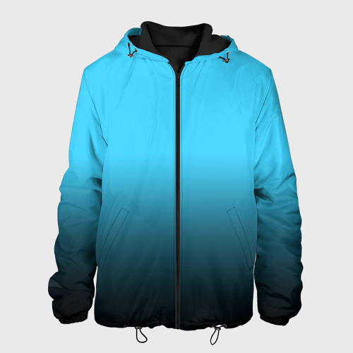 Мужская куртка 3D Градиент чёрно-голубой, цвет 3D печать