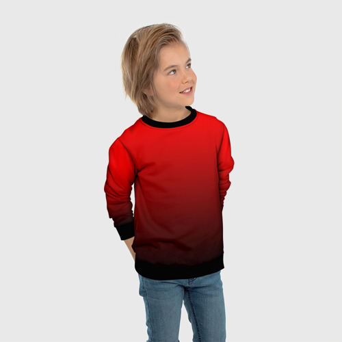 Детский свитшот 3D Градиент красно-чёрный, цвет 3D печать - фото 5